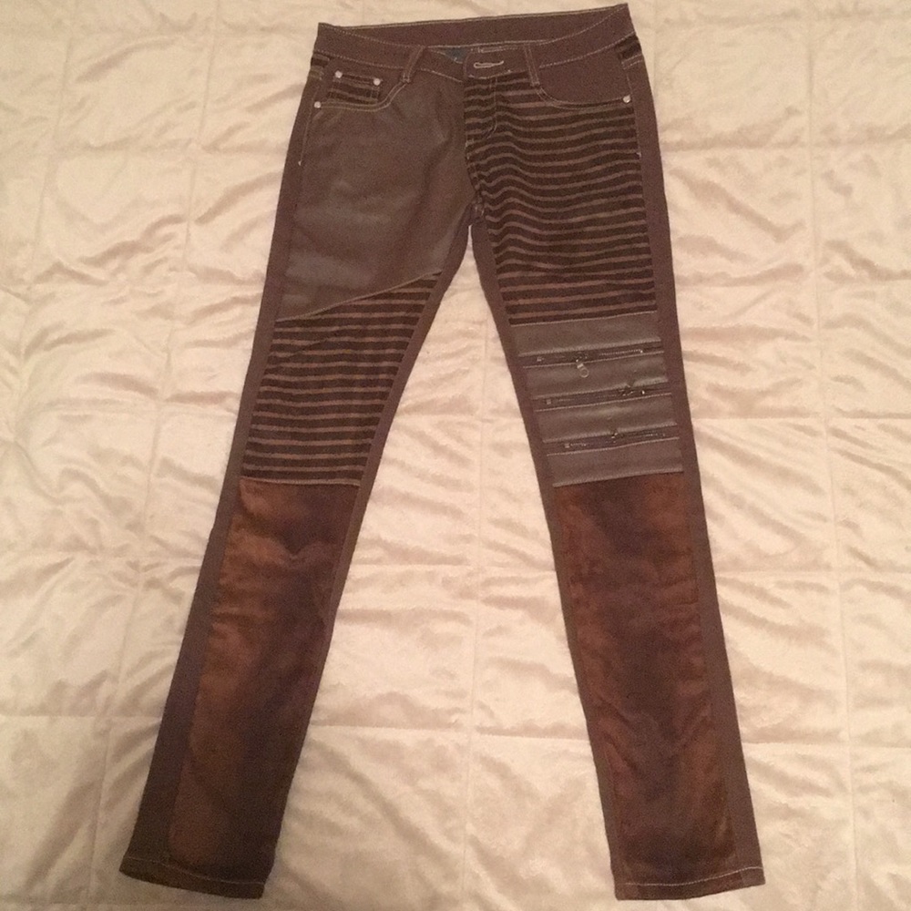 Brown Denim Jean with Leather.
